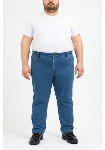Regular Fit Likralı Büyük Beden Erkek Jean Pantolon 7374 Mavi