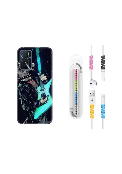Oppo A16 Kılıf Kablo Koruyuculu Dog Guitar 1789