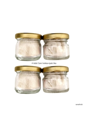 İpek Likalı Cam Hokka Sarı Kapak, Hat Sanatı Kaliigrafi, Minyatür Tezhip Hokka-28ml-4 Adet