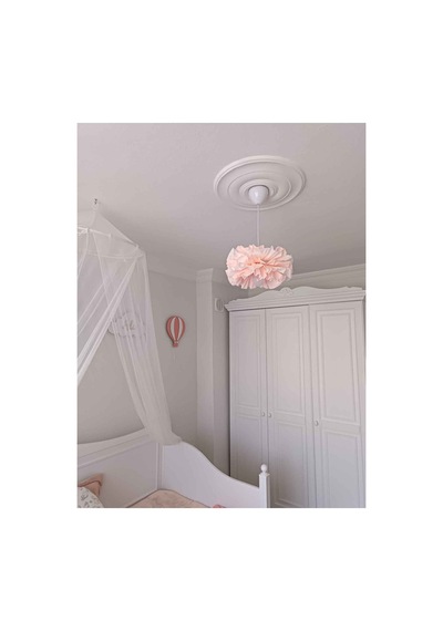 Pudra Beyaz 30 Cm Midi Boy Çiçek Avize Beyaz El Yapımı Dekoratif Modern Minimalist Tasarım