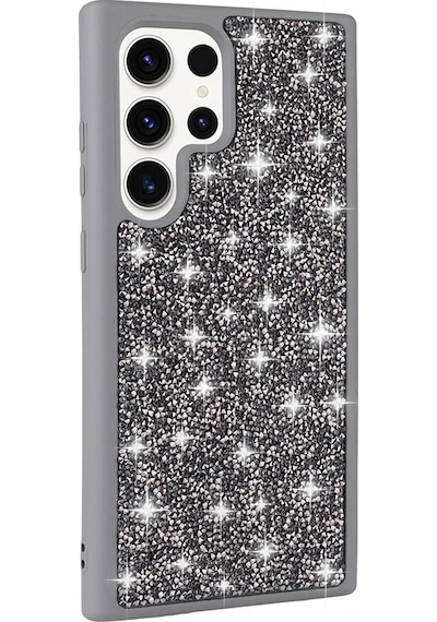 Galaxy S23 Ultra Kılıf Parlak Taşlı Tasarım Zore Pırlanta Kapak Pembe