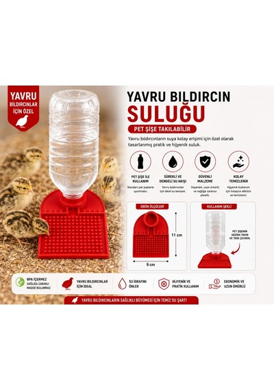 Yavru Bıldırcın Suluğu Pet Şişe Uyumlu Suluk Aparatı