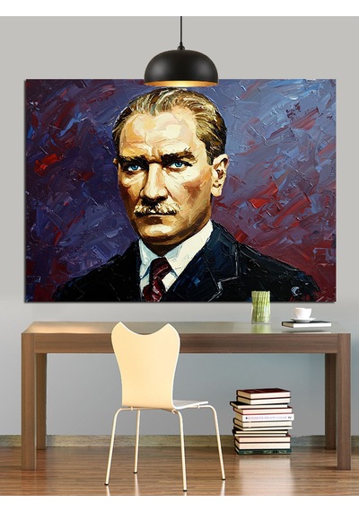 Mustafa Kemal Atatürk Portresi Dekoratif Kanvas - Mdf Ahşap Tablo