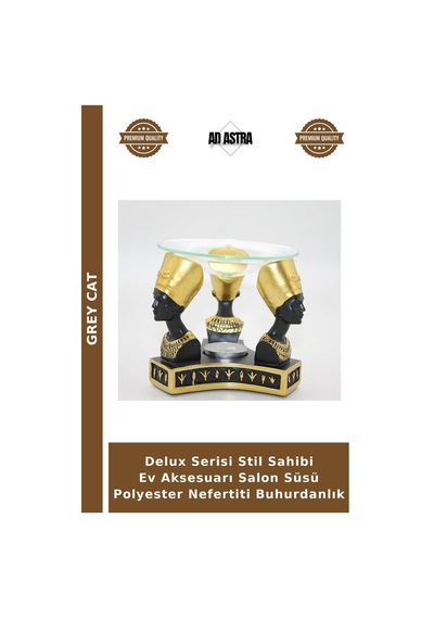 Delux Serisi Stil Sahibi Ev Aksesuarı Salon Süsü Polyester Nefertiti Buhurdanlık