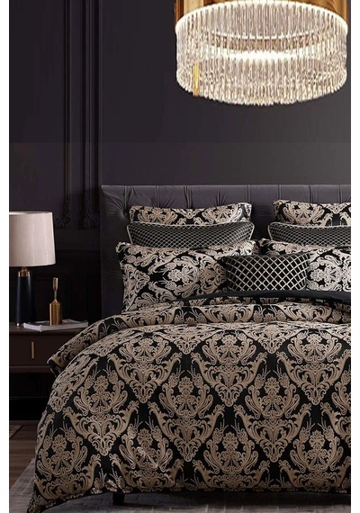 İqon Lastikli Çarşaflı Nevresim Takımı Tek Kişilik Damask Bej