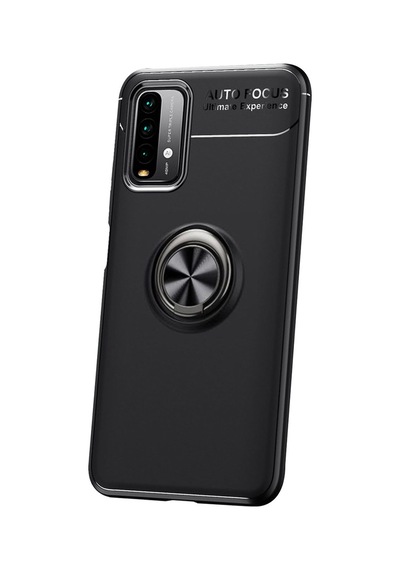 Xiaomi Redmi Note 9 4G Kılıf Yüzüklü Tam Korumalı Silikon Kapak