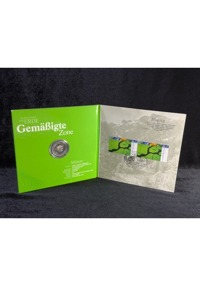 Almanya 5 Euro 2019 Gemäßigte Zone Münze & Marke Pul Ve Para Özel Numisfolder Seti Klimazonen Der Erde Serisi Ilıman Kuşak