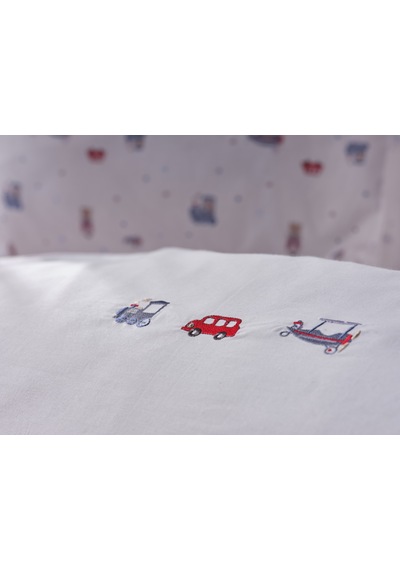 Nakışlı Bebek Nevresim Takımı Baby Car Bebek - Beyaz