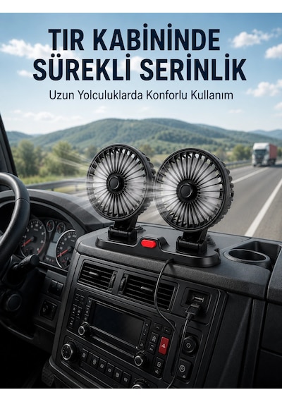 Çift Başlıklı Araç İçi Usb Vantilatör Soğutucu Fan