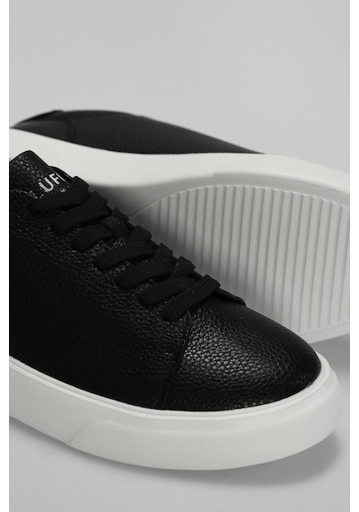 Lufian Tommy Siyah Beyaz Erkek Deri Sneaker Siyah