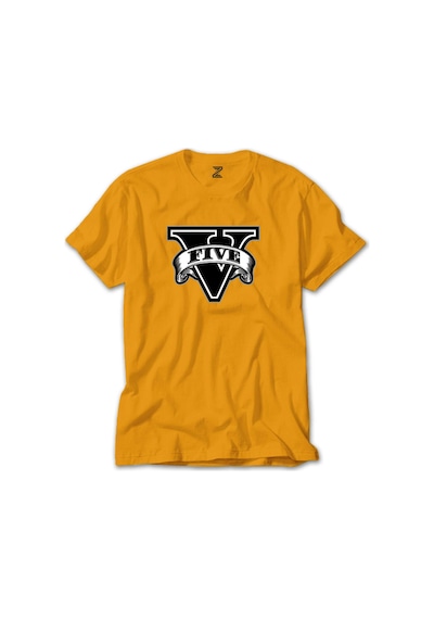 GTA Five Black Logo  Sarı Tişört Sarı