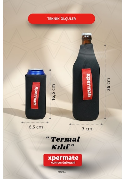 Xpermate Termal İçecek Kılıfı Sıcak & Soğuk Tutan Kutu Bira Termal Kılıf 0,5l Siyah