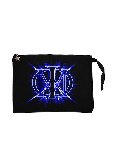 Dream Theater Blue Logo Siyah Clutch Astarlı Cüzdan / El Çantası Siyah