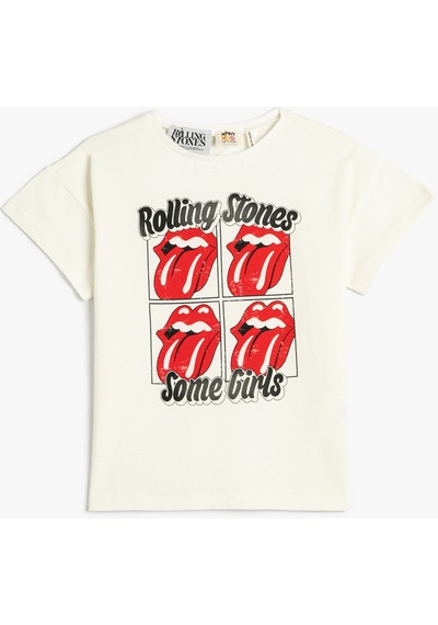Koton Rolling Stones Tişört Lisanslı Kısa Kollu Bisiklet Yaka Ekru 3skg10419ak 3SKG10419AK010 Ekru
