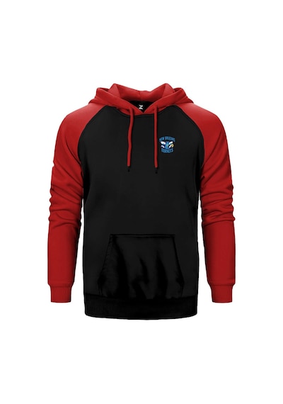 New Orelans Blue Kırmızı Renk Reglan Kol Kapşonlu Sweatshirt Kırmızı