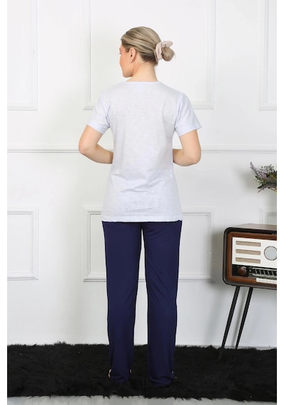 Lenaca Kadın Kısa Kol Penye Pijama Takımı Buz Mavisi