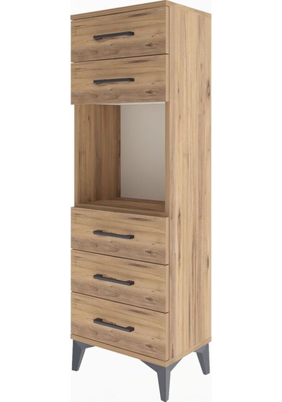 Arges Dolap Tek Raflı 5 Çekmeceli 44x30x134 Çam-çam Atlas Çam