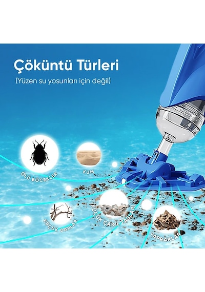 Yousky - Yeni Şarjlı Havuz El Süpürgesi - İlave 2 Sap Hediyeli