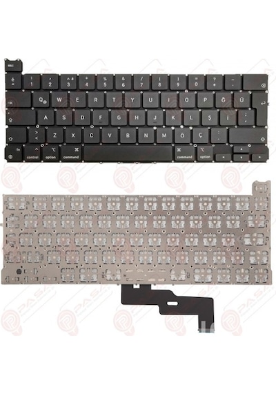 Apple Uyumlu MacBook Pro Mxk62ll/a, Mxk62tu/a, Mxk72ll/a, Mxk72tu/a Klavye Tuş Takımı Tuş Seti Siyah Türkçe