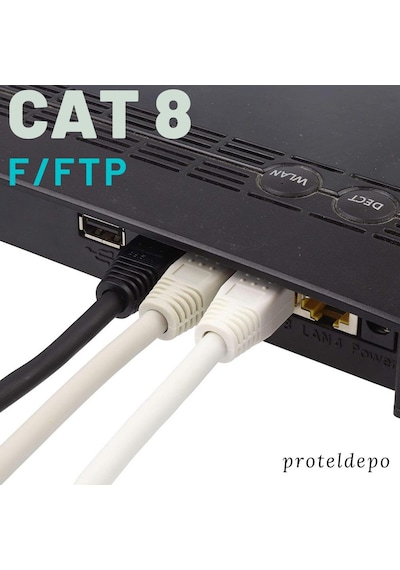 Irenis Cat8 Kablo F/Ftp Lszh Ethernet Network Lan Ağ Kablosu 25 CM Beyaz