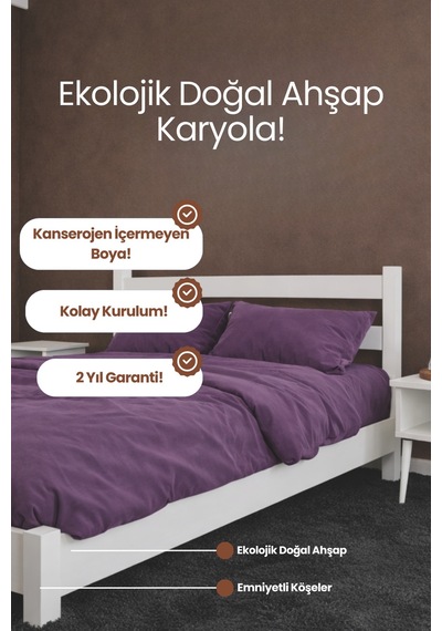 Renazzo Natura Masif Ahşap Karyola Beyaz 90x200 Beyaz - 90 X 200 Renazzo Natura Masif Ahşap Karyola Beyaz 90x200 Beyaz - 90 X 200