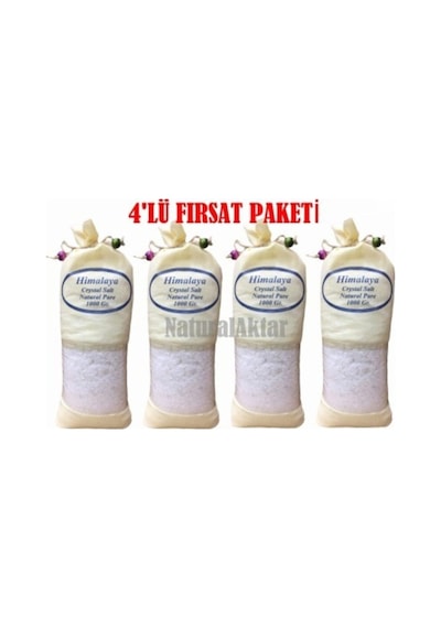 Himalaya Kaya Tuzu 4 Kg. Beyaz Granül Tane, Öğütülmemiş 1kgx4adet Iri Kaya Tuzu Himalayan Salt