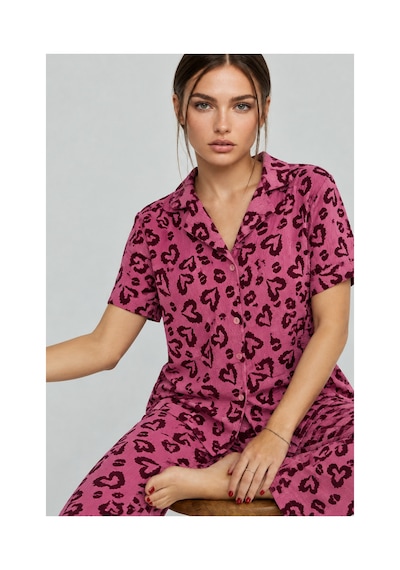 Fit Women Kadın Kısa Kollu Rahat Mor Pijama Takımı 4734