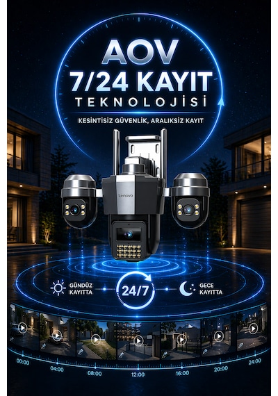 3 Motorize Kameralı 15mp Wifi Aov Sürekli Kayıt Özellikli Ultra Renkli Gece Görüşlü Güvenlik Kamerası