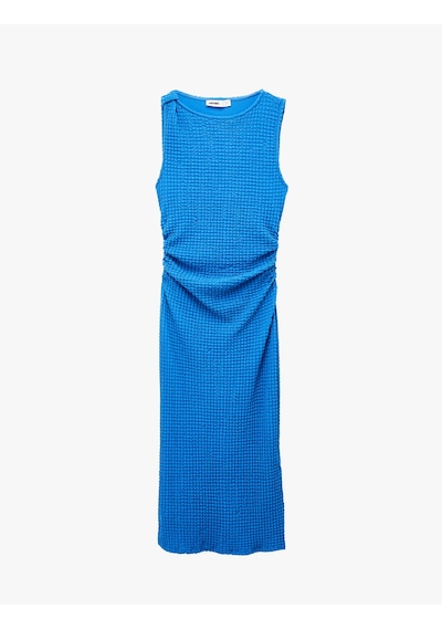 Koton Bürümcük Kumaş Drapeli Kayık Yaka Kolsuz Slim Fit Uzun Kalem Elbise Mavi 6sak80010uk Mavi Koton Bürümcük Kumaş Drapeli Kayık Yaka Kolsuz Slim Fit Uzun Kalem Elbise Mavi 6sak80010uk Mavi