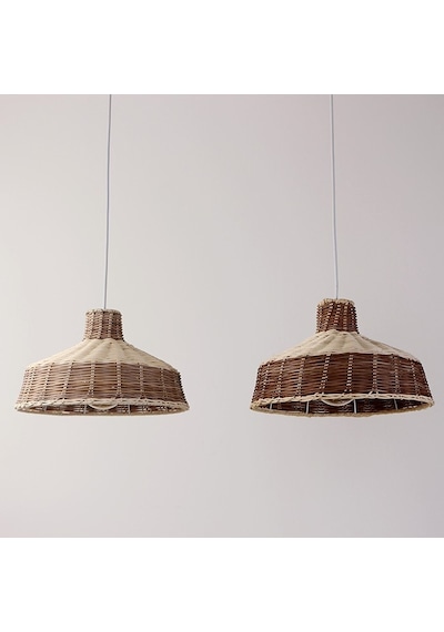 Bambu & Rattan Salon Yatak Odası, Mutfak Konik Dekoratif Sarkıt Avize, Aydınlatma 2li Set 35x35cm-9087424041810