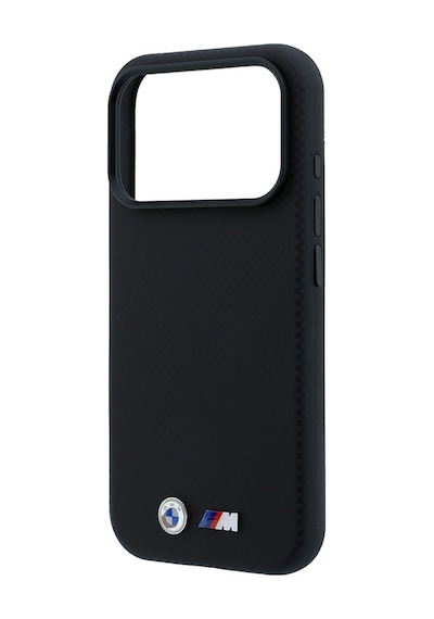 Apple iPhone Uyumlu 18 Pro Max Kılıf Bmw  Lisanslı M-safeli Metal Logolu Karbon Fiber Kevlar Kapak Siyah