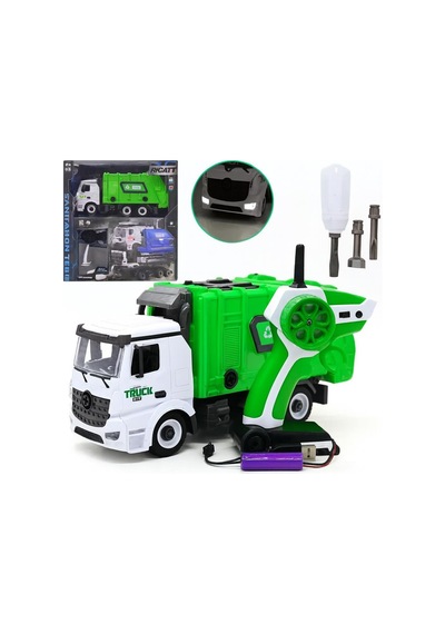 Ctoy Constructo Rc Sök-tak Çöp Kamyonu Usb Şarjlı 1:18 Mühendislik Oyuncak + 2.4 Ghz Kumanda Yeşil