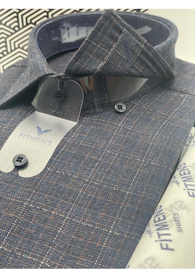 Fitmens Klasik Uzun Kol Cepsiz Likralı Rahat Kumaş Erkek Gömlek Fs-004517 - Açık Lacivert-3194