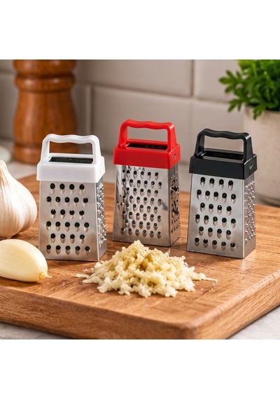 Mini Çelik Sarımsak Rendesi-üçlü Set Gümüş - Kahverengi