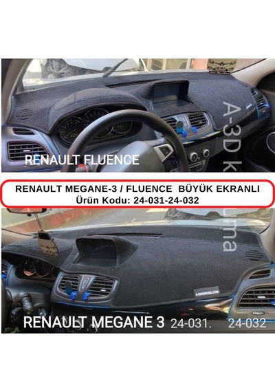 RENAULT MEGANE 3 / FLUENCE BÜYÜK EKRANLI TORPİDO  KORUMASI / HALISI / ÖRTÜSÜ