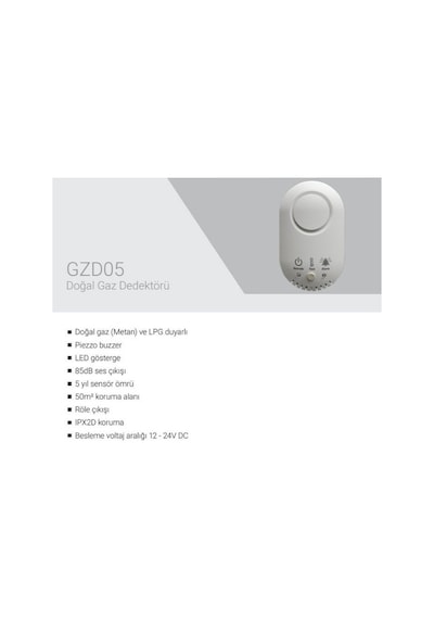 Eds Gzd05 Doğalgaz Ve Lpg Duyarlı Gaz Dedektörü 12v Adaptör İle Çalışır
