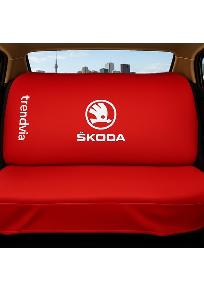 Skoda Uyumlu Ön Arka Koltuk Kılıfı Penye Servis Tipi Oto Koltuk Koruma Seti Kırmızı
