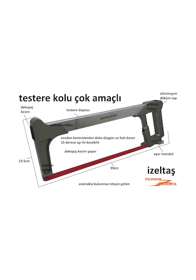 İzeltaş Demir Testeresi Dereceli Kesim Dekopaj Kesim Test