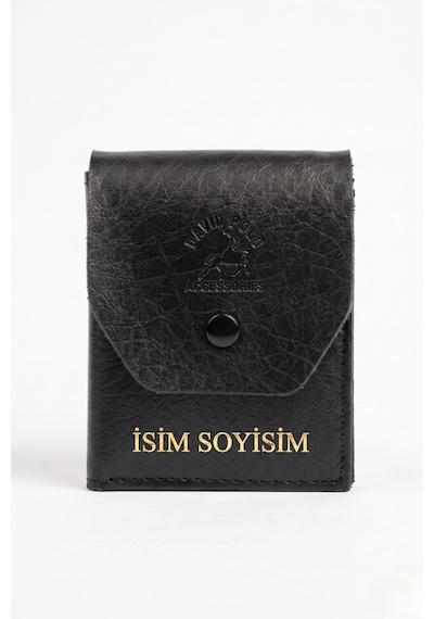 Vanilla Collection İsim Baskılı Vegan Deri Erkek Cüzdan Siyah Viral Model Yüksek Para Kapasiteli Portföy