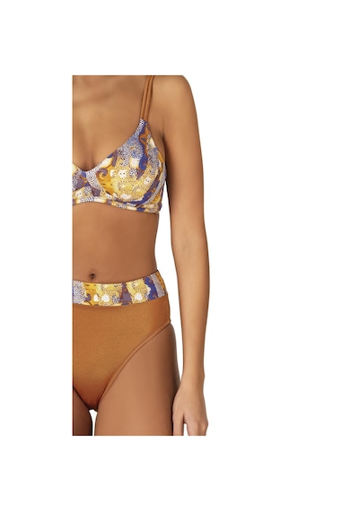 Endeep Kadın Biye Detaylı Toparlayıcı Desenli Bikini Takımı-turuncu-mavi