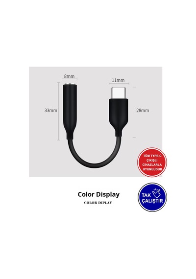 Type-c To 3.5mm Aux Kulaklık Adaptörü - Tak Çalıştır Ses Dönüştürücü