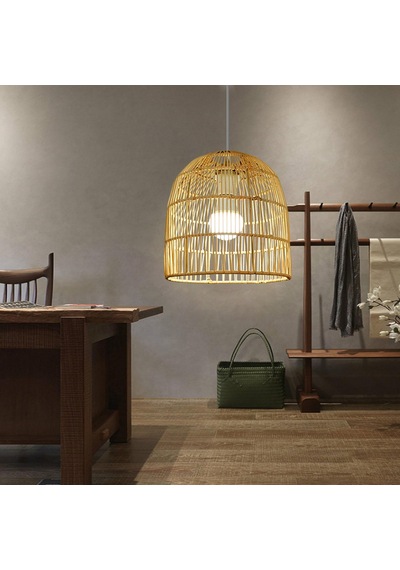 Suntek Rattan Abajur Avize Işık Fikstürü Kapak Art 25cmx26cm Bej