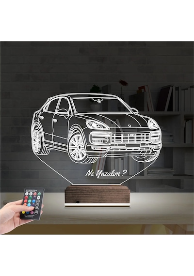 Luvivia Jeep Phosche Cayanne Kişiye Özel 3d Lamba - Masa Gece Lambası Şeffaf