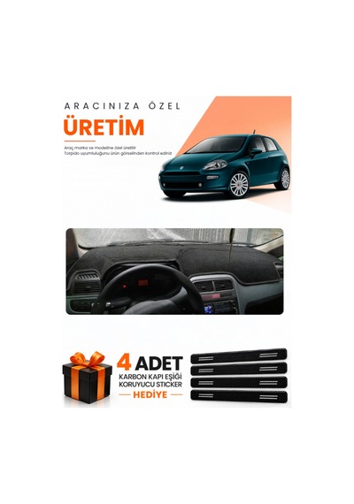 Fıat Punto Grande 2005-2018 Uyumlu Torpido Koruma Örtüsü Oto Kılıfı - Siyah