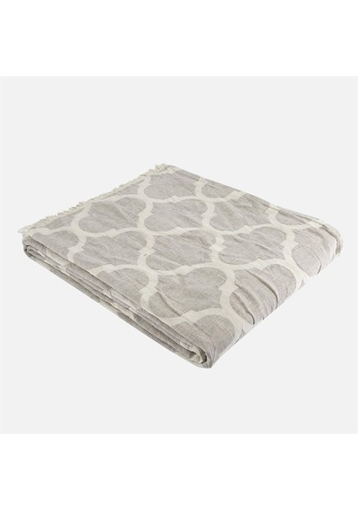 Damask Design Çift Taraflı Jakarlı Keten Pamuk Dokuma Battal Boy( Bej-240X260 Cm Bej