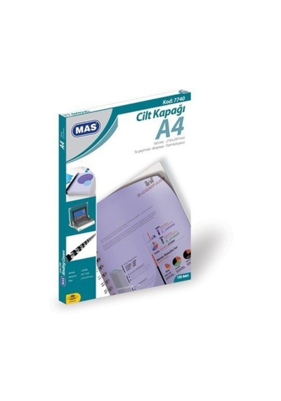 Mas Cilt Kapağı Plastik Opak A4 160 Mıc Şeffaf 7740