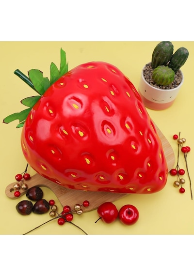 Yapay Meyve Dev Çilek 25cm Büyük Boy Çilek Köpük Hafif Asılabilir 1adet Kırmızı