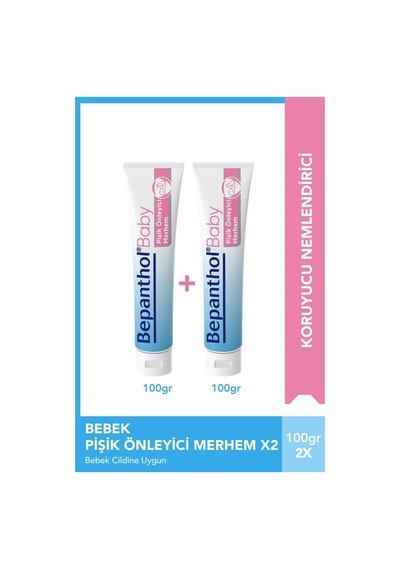 Bepanthol Baby Pişik Önleyici Merhem 100 Gr 2li Paket Parfüm İçermez Cilt Bariyerini Destekler