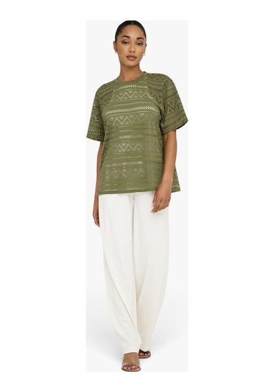 Only Onlanırı S/s O-neck Top Jrs Kadın Yeşil T-shirt - 15350242 Çok Renkli