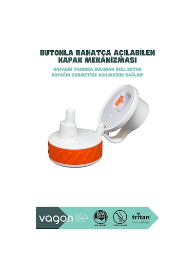 Vagonlife Vgn047 800ml Pipetli Turuncu Tritan Matara Diğer